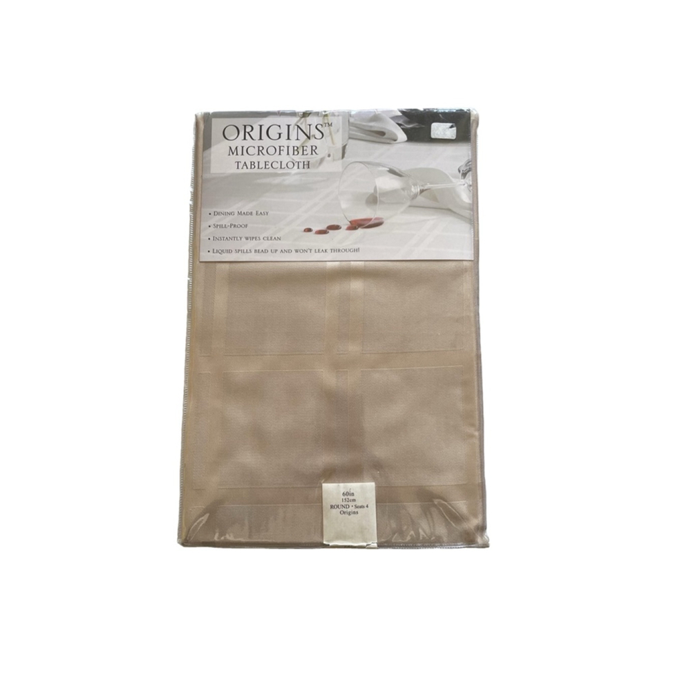 Origins Beige Microfiber Tablecloth 60in Round